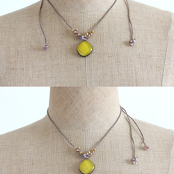 フュージングガラスネックレス　－黄色ー　＜金属フリー紐＞　 8枚目の画像