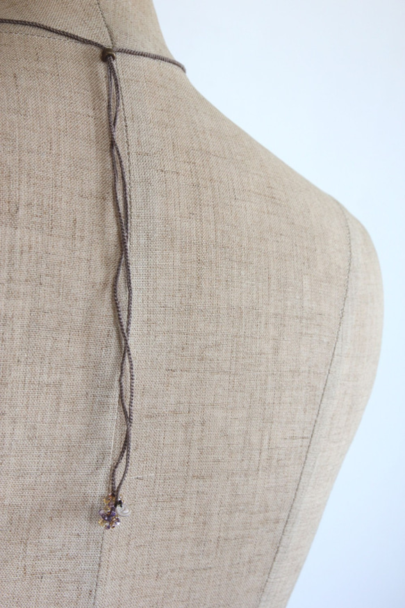 フュージングガラスネックレス　－黄色ー　＜金属フリー紐＞　 7枚目の画像