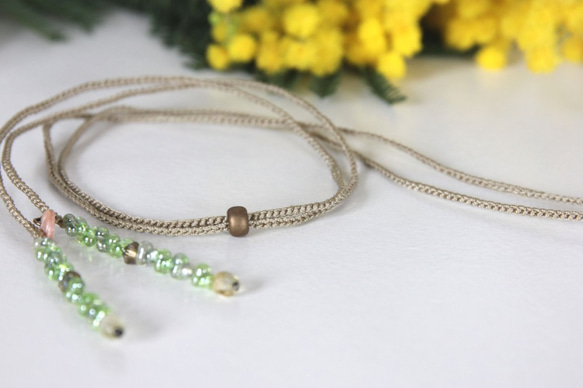 ミモザのネックレス　　＜金属フリー紐＞ 4枚目の画像