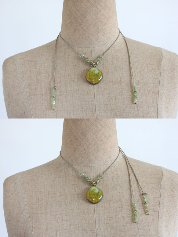 ミモザのネックレス　　＜金属フリー紐＞ 7枚目の画像