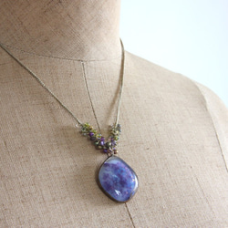 紫陽花の花吹雪ネックレス　　＜金属フリー紐＞　　 6枚目の画像