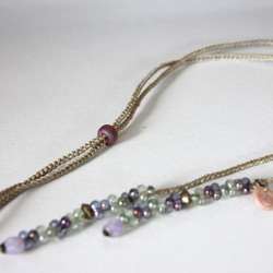 紫陽花の花吹雪ネックレス　　＜金属フリー紐＞　　 5枚目の画像