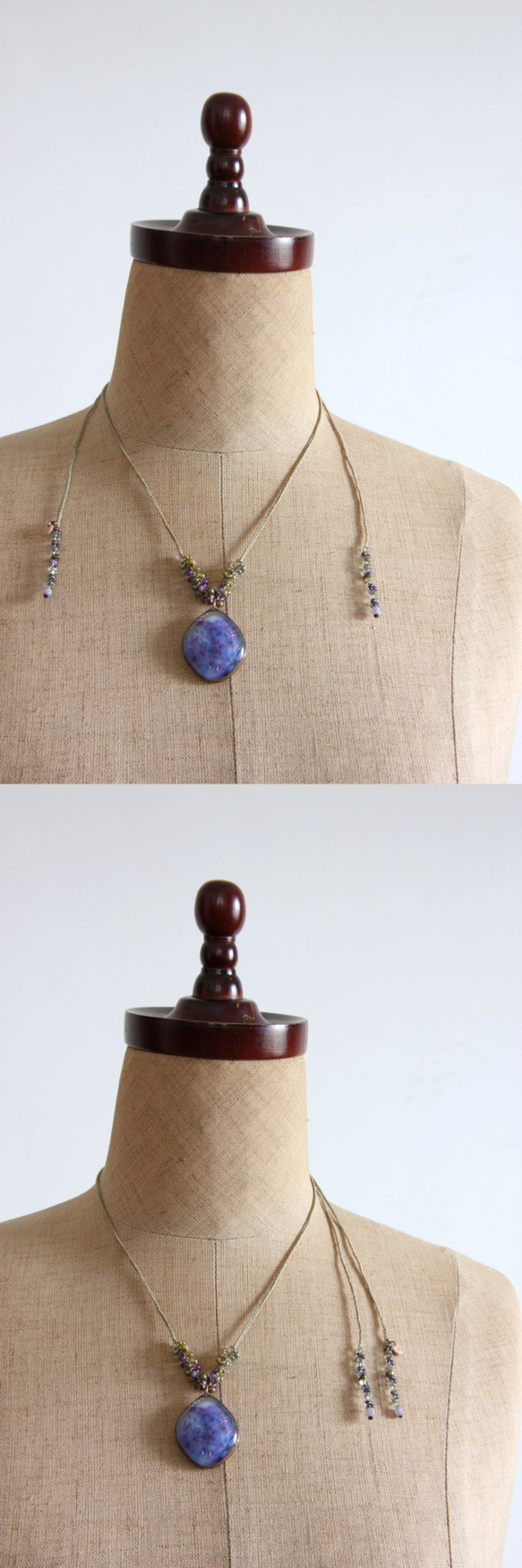 紫陽花の花吹雪ネックレス　　＜金属フリー紐＞　　 8枚目の画像