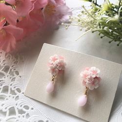樹脂粘土 桜満開ピアス イヤリング ピアス（スタッド・一粒） mint