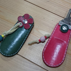 カラーヌメ革の便利携帯靴ベラキーホルダー 2枚目の画像