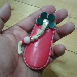 カラーヌメ革の便利携帯靴ベラキーホルダー 4枚目の画像
