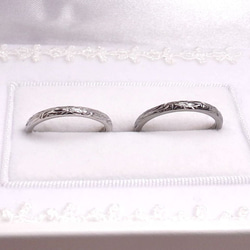 【New!!3カラー】 Hawaiian Jewelry 繊細 2mm ペアリング  マリッジリング 結婚指輪 名入れi 2枚目の画像