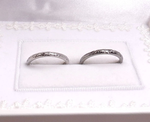 【New!!3カラー】 Hawaiian Jewelry 繊細 2mm ペアリング  マリッジリング 結婚指輪 名入れi 2枚目の画像