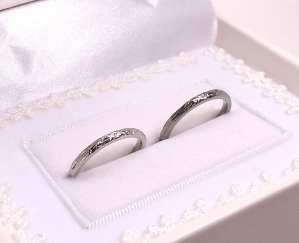 【New!!3カラー】 Hawaiian Jewelry 繊細 2mm ペアリング  マリッジリング 結婚指輪 名入れi 3枚目の画像