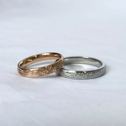 幸運のハワイアンジュエリー 誕生石 刻印 ステンレス ペアリング マリッジリング 結婚指輪 1枚目の画像