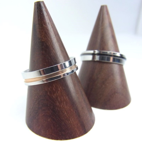 自然體配對結婚戒指戒指不銹鋼防過敏&lt;2對&gt; 第2張的照片