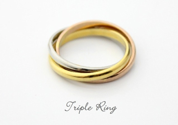 *＊手元から華やかに＊* 美しい3連トリニティリング クリスマス  指輪 ステンレス 刻印  対応 金属アレルギ－対応 10枚目の画像