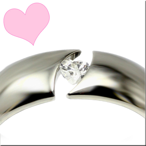 【送料無料】ブリリアントカット＆ハートシェイプＣＺダイヤ ペアリング マリッジリング 結婚指輪 （2本セット価格） 4枚目の画像