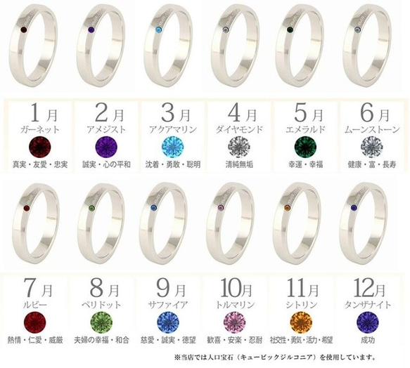 ◆誕生石のオーダーメイドリング◆ペアリングネックレス 指輪 ステンレス316L 刻印 名入れ対応【2本ペア価格】 4枚目の画像