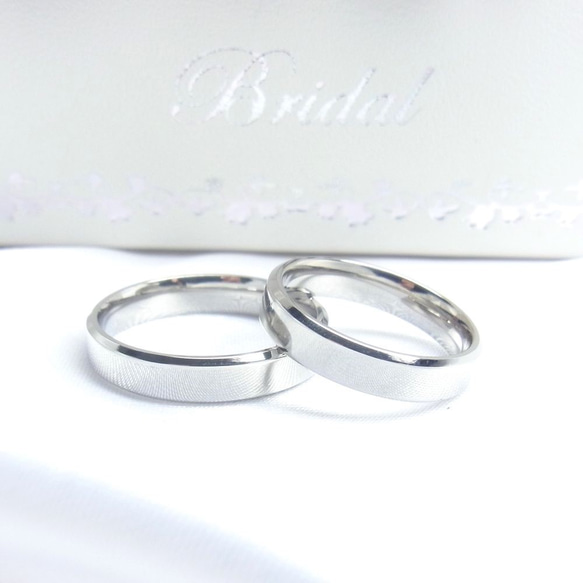 “簡單的新娘戒指”配對結婚戒指對戒週年紀念郵票[兩對價格] 第1張的照片