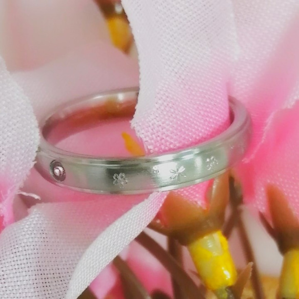“一個櫻花”春天色戒指玫瑰金戒指不銹鋼櫻花圖案&lt;1個價格&gt; 第3張的照片