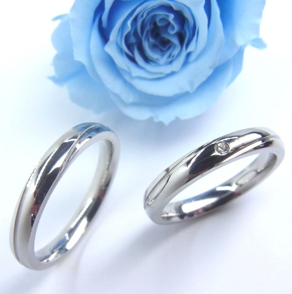 “ Kurumi and Drops”一對結婚戒指結婚戒指的名字刻有錶殼[2對] 第8張的照片