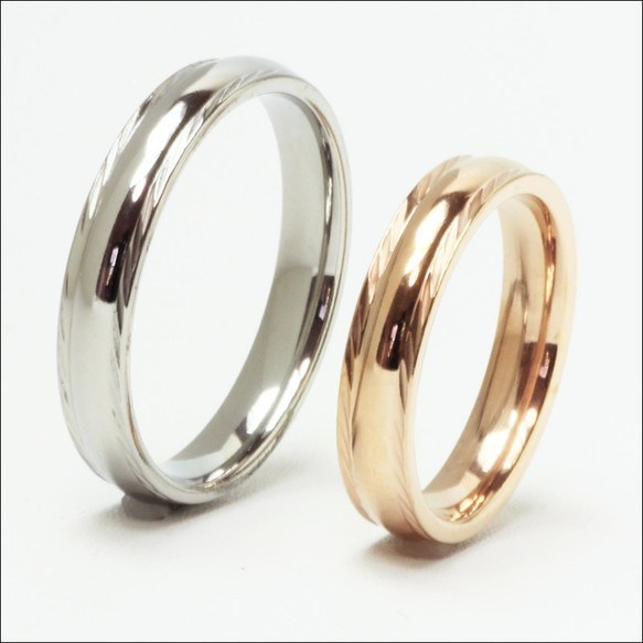 鏡面4mm時尚戒指戒指不銹鋼刻名&lt;2對價&gt; 第2張的照片