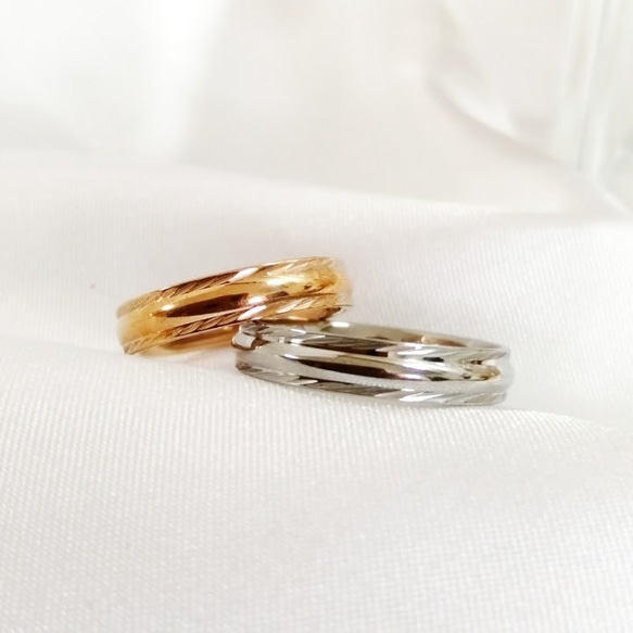 鏡面4mm時尚戒指戒指不銹鋼刻名&lt;2對價&gt; 第3張的照片