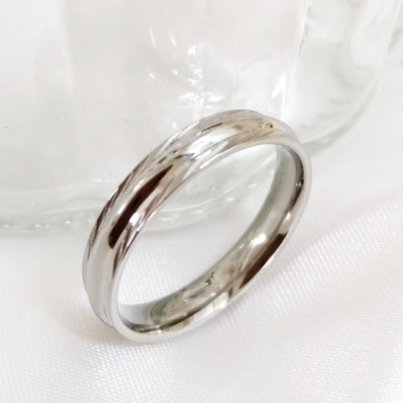 鏡面4mm時尚戒指戒指不銹鋼刻名&lt;2對價&gt; 第5張的照片