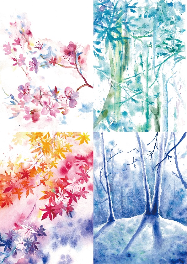 水彩画　頒布会　日本画　四季写真追加