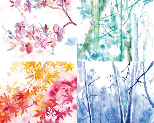 水彩画 きらめく季節 10号
