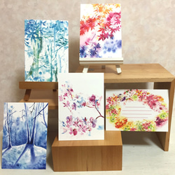 水彩ポストカード５枚set “四季の風景&フラワーメッセージ” 3枚目の画像