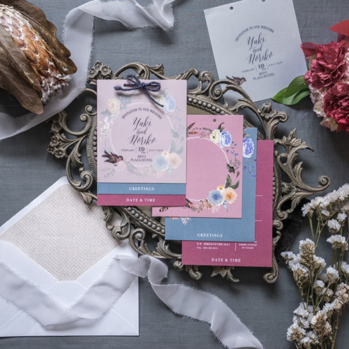 4枚重ね招待状 50枚>【世界にひとつだけ！】完全オリジナルの