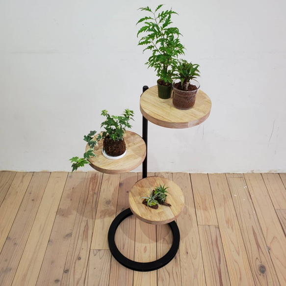 ◆新商品◆360度回転シェルフ円形　ラック　棚　アイアン　観葉植物　キャンプ   インテリア　アウトドア 2枚目の画像