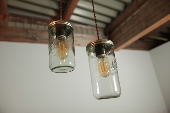 ペンダント照明　ガラス瓶　エジソン球  店舗  ガラス  マイホーム  ナチュラル 2枚目の画像