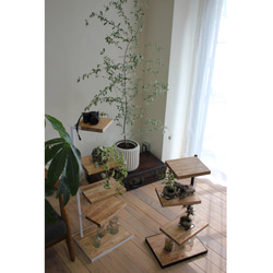 ◆Daytona掲載商品◆360度回転シェルフ　アイアンの飾り台　３段シェルフラック　リビングに観葉植物を 4枚目の画像