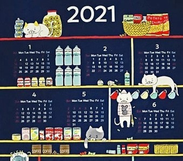 【完売御礼】キッチン猫の布カレンダー2021 3枚目の画像