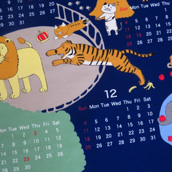 【完売いたしました】布カレンダー2022年＠ゆかいなアニマル大集合　猫　パンダ　コアラ　ペンギン　ライオン 10枚目の画像