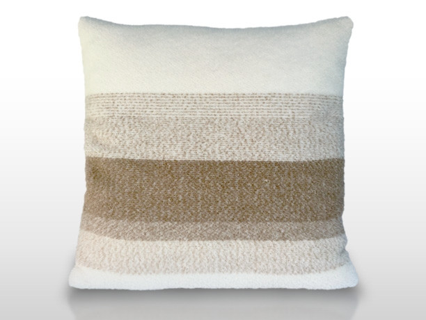 アルパカ シャギーボーダー　クッションカバー 45×45cm A柄／ベージュ