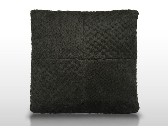 アルパカ シャギーブロック　クッションカバー 45×45cm ブラック 1枚目の画像