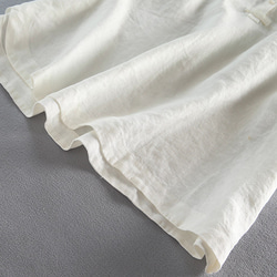 s47リネン100％　刺繍入り　7分袖　ロングシャツ　ワンピース　ホワイト 3枚目の画像