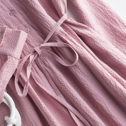 （再販5）特製リネン生地　切り替えワンピース　linen ロング丈 　浅いピンク 3枚目の画像