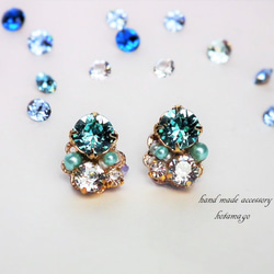 SWAROVSKI＊ライトターコイズ  ピアス 2枚目の画像