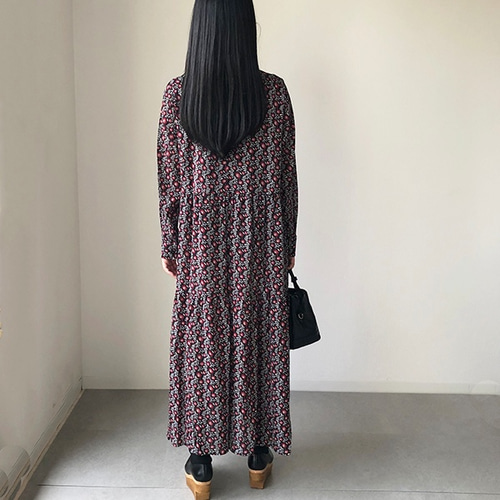 大人可愛い♡ KUBOSANMADE ドットティアードロングワンピース グレー kubosanmade】クボサンメイド ワンピース ドット柄 グレー