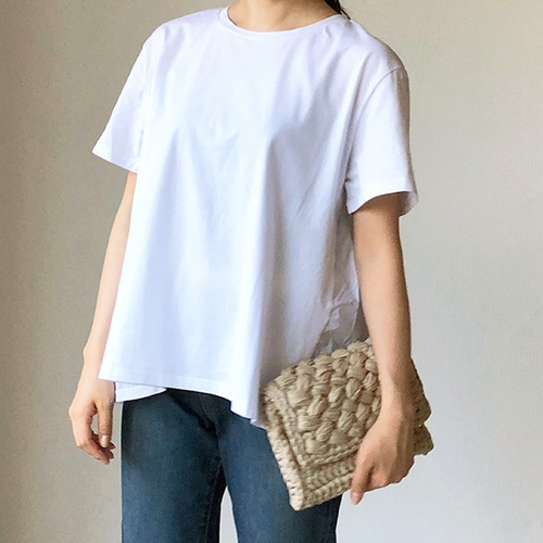 再販】送0ゆったりでもオシャレ見え♪バックフレアTシャツ デザイン  