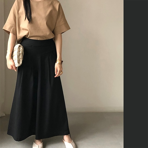 送料０毎日履けるパンツ 麻混ワイドパンツオフィスにもおでかけにも◎リネンフレアパンツ【麻混ワイドパンツ】 2枚目の画像