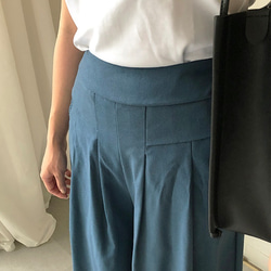 送料０毎日履けるパンツ 麻混ワイドパンツオフィスにもおでかけにも◎リネンフレアパンツ【麻混ワイドパンツ】 9枚目の画像