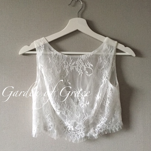 肌ざわりのよい繊細なリバーレースで シンプルデザインが人気の ウェディングボレロ【ジャルダンノースリーブボレロ】