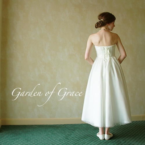 ブライダル ウェディングドレス アンクル丈 チュール ハートカット  