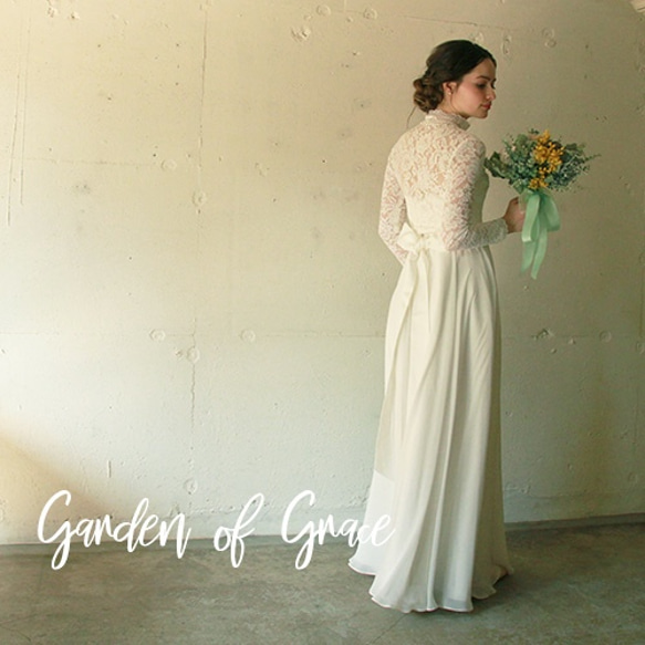 ブライダル ウエディングボレロハイネック総レースの前ボタンウェディングボレロ【シャーロット】 