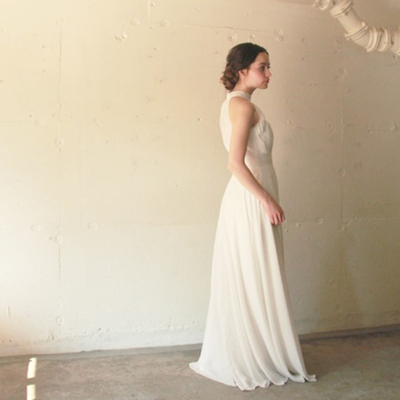 ブライダル ウエディングドレス スレンダー ホルターネックエンパイアドレス【ジゼルアメリカンスリーブドレス】 