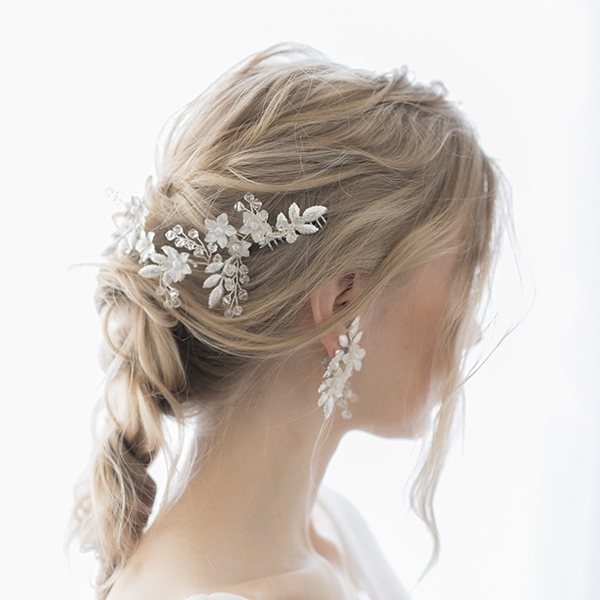 金or銀 ブライダル ウエディングアクセサリー ブライダルアクセ wedding 【トレゾア髪飾りとイヤリングセット】