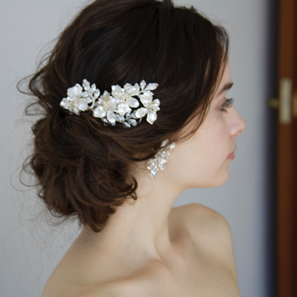 華やかなシルバーヘッドドレス ウエディング ヘアアクセサリー