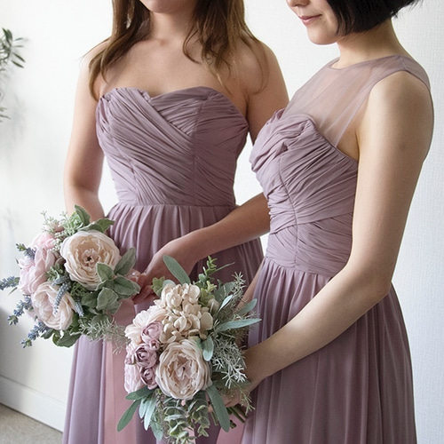 5枚セット ブライズメイド パープル 紫 ドレス ワンピース 結婚式