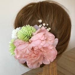 ウエディングヘッドピース 和装 成人式 パーティーの髪飾りヘッドドレスに【和装ピンク】 3枚目の画像